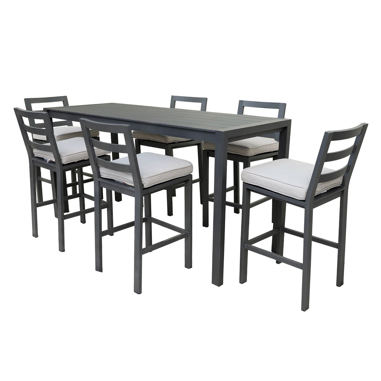 7 Piece Aluminum Outdoor Bar Set - Pewter by Couch.com