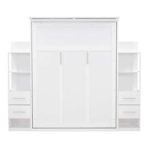 Murphy Wall Bed With Shelves, Drawers And LED Lights by Couch.com