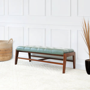 Hera - Bench With Buttons - Antique Green / Light Sage Green by Couch.com