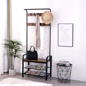 Hall Tree With Shoe Bench For Entryway With 9 Removable Hooks by Couch.com