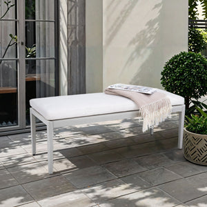 Outdoor Patio Aluminum Stationary Bench With Sunbrella Fabric Cushion - Grayish by Couch.com