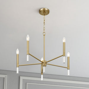 Courtyard Five Light Golden Brass Candle Light Chandelier