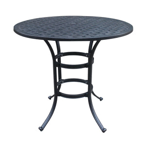Cast Aluminum Round Counter Table With Lattice Design And Umbrella Hole - Dark Lava Bronze by Couch.com