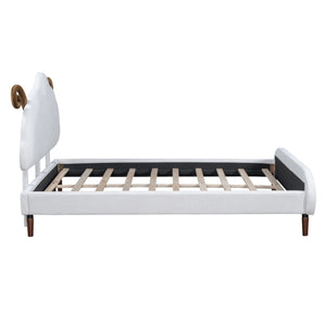 Upholstered Platform Bed With Sheep Shaped Headboard by Couch.com