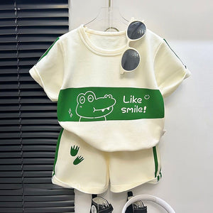 Children's Short Sleeve Striped Suit Girls Boys