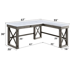 Talmar Marble Top Weathered Writing Desk With Lift Top