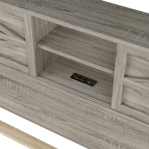 3-Pieces Bedroom Set Queen Size Farmhouse Platform Bed with Storage Headboard and Charging Station