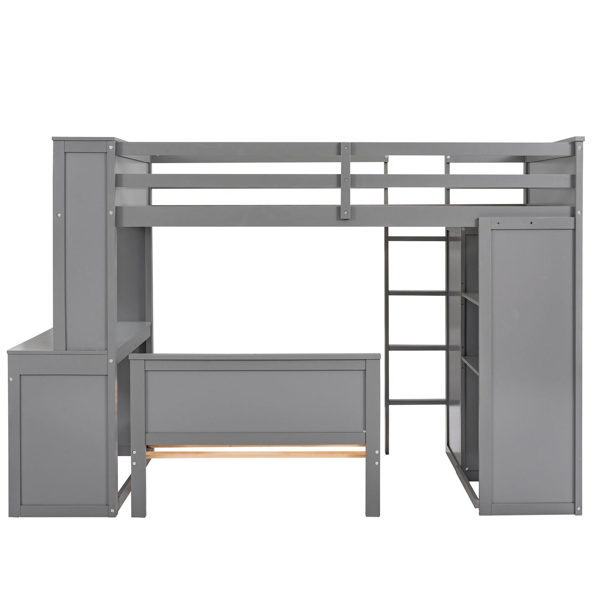 Loft Bed With A Stand Alone Bed, Shelves, Desk, And Wardrobe by Couch.com