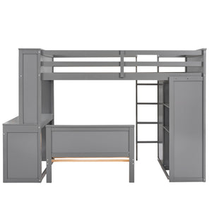 Loft Bed With A Stand Alone Bed, Shelves, Desk, And Wardrobe by Couch.com