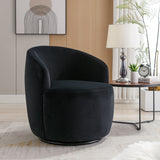 Velvet Fabric Swivel Accent Armchair Barrel Chair With Powder Coating Metal Ring by Couch.com