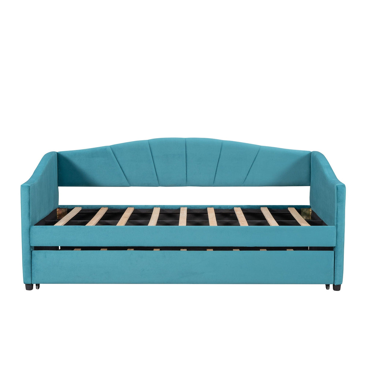 Upholstered Daybed Sofa Bed With Trundle Bed And Wood Slat by Couch.com