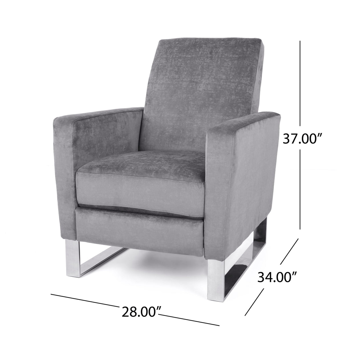Bolt - Upholstered Recliner Chair With Stainless Steel Base - Gray / Chrome by Couch.com
