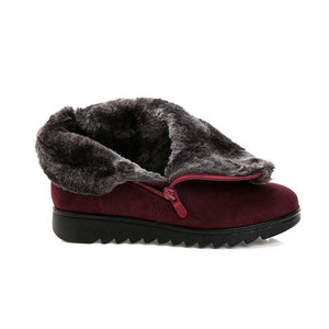 Beautiful Red Womens Ankle Boots New Fashion Waterproof Platform Winter Warm Snow Boots Outdoor Warm Mid-Calf Boot Non-Slip Water Resistant Winter Cold Weather Elegant Shoes