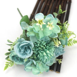Beautiful Silk Hydrangeas Artificial Wedding Flowers For Bride Hand Silk Blooming Peony Fake Flowers Home Decoration