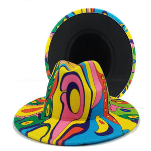Beautiful Two Tone Luxury Fedora Hat Men's and Women's Hat Unique Retro Design Men's Fedoras Hat Colorful Fedoras Jazz Cap Elegant Soft Hat Wide Brim Party Hats 56-58CM