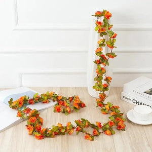 Beautifully Designed 250CM Rose Artificial Flowers Christmas Garland for Wedding Home Room Decoration Spring Autumn Garden Arch Fake Plant Vine