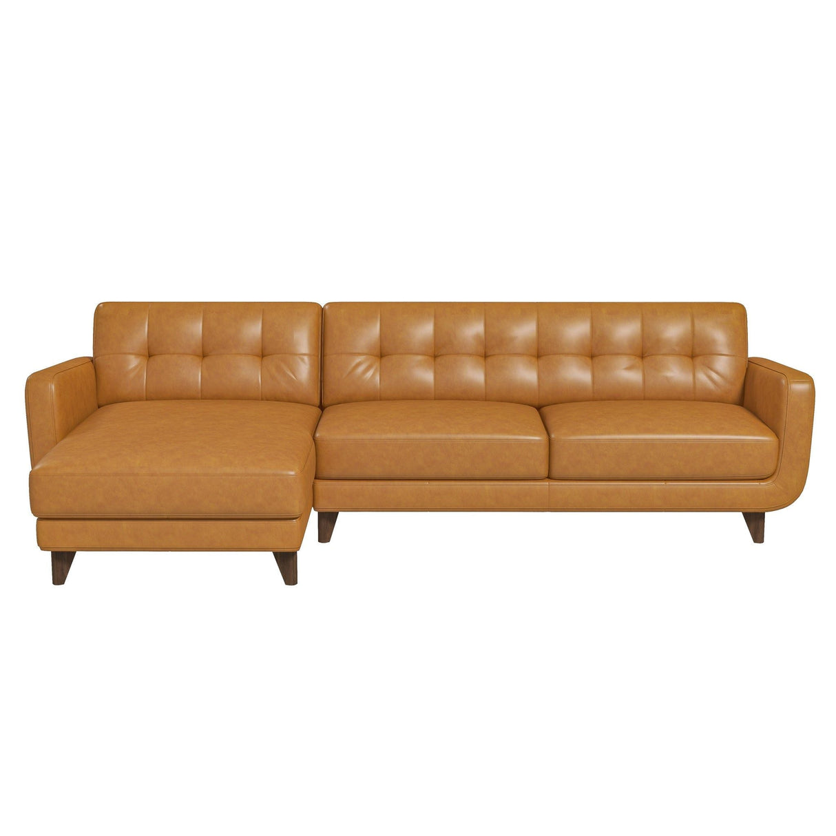 Allison - Mid-Century Modern Leather Sectional Sofa Chaise by Couch.com