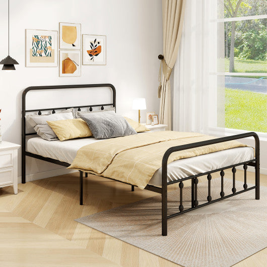 Bed Frame with Headboard and Under Bed Storage Black-Full Size