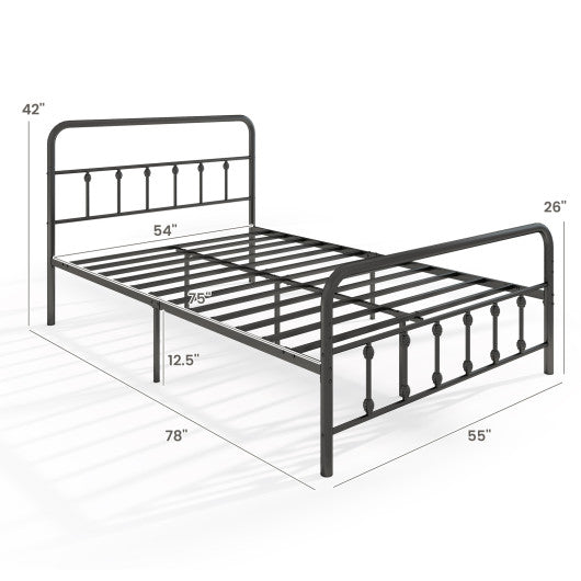 Bed Frame with Headboard and Under Bed Storage Black-Full Size