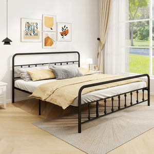 Bed Frame with Headboard and Under Bed Storage Black-King Size