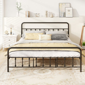 Bed Frame with Headboard and Under Bed Storage Black-King Size