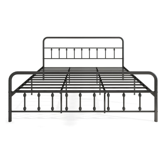 Bed Frame with Headboard and Under Bed Storage Black-King Size