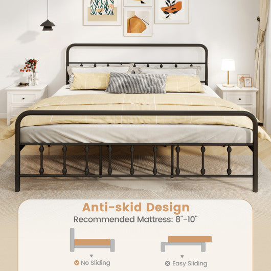 Bed Frame with Headboard and Under Bed Storage Black-King Size