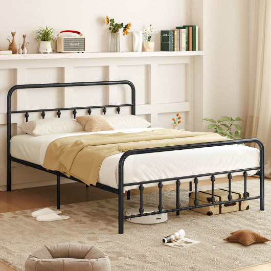 Bed Frame with Headboard and Under Bed Storage Black-Queen Size