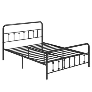 Bed Frame with Headboard and Under Bed Storage Black-Queen Size