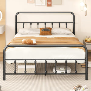 Bed Frame with Headboard and Under Bed Storage Black-Queen Size
