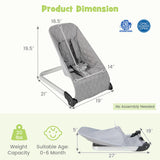 Baby Bouncer Seat with Aluminum and Metal Frame-Light Gray