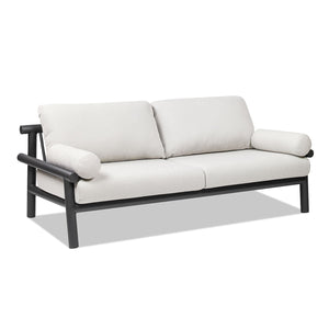 Zara - Dowel Frame Bolster Patio Deep Seating Sofa - Wheat Beige Axroma Olefin by Couch.com