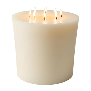 Bonfire White Beeswax Candle Eight-Wick Luxury Statement Pillar 9″ Tall 8″ Wide