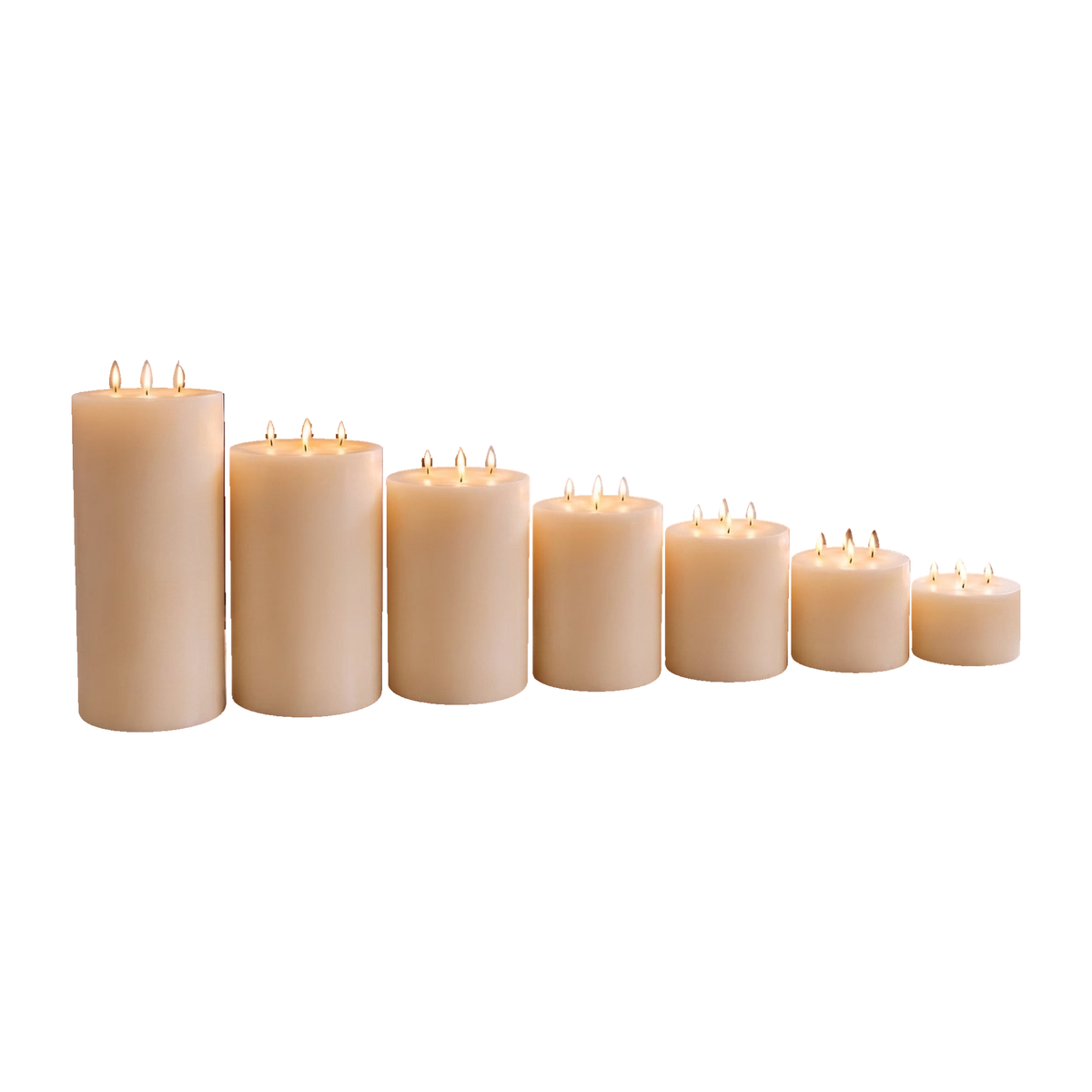 Giant 6 Inch Wide White Beeswax 4 Wick Candles 7 Sizes