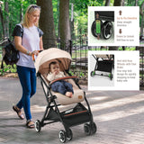 Lightweight Aluminium Frame Baby Stroller with Net-Beige