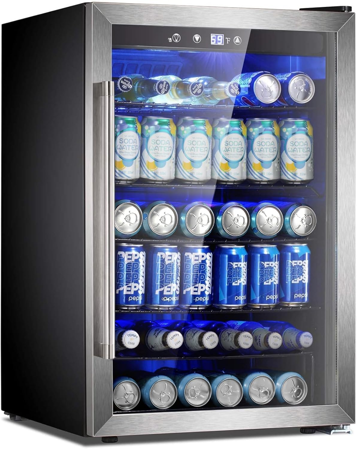 Beverage Refrigerator Cooler 4.4 Cu.Ft,145 Can Mini Fridge with Glass Door W58128SSH