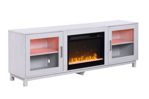 Summit - TV Stand Console With Fireplace - White Walnut Finish by Couch.com