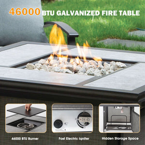 Outdoor Gas Fire Pit, 46, 000 Btu Steel Fire Table - Gray by Couch.com