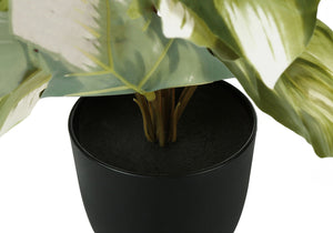 13" Tall, Artificial Plant, Monstera Calthea, Indoor, Faux, Fake, Table, Greenery, Potted, Decorative (Set of 2) - Green / Black by Couch.com