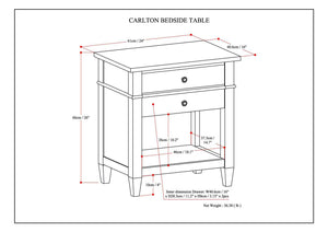 Carlton Bedside Table - Distressed Grey