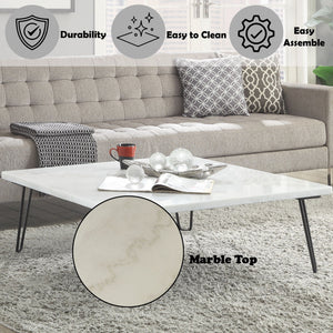 Telestis - Marble Top Coffee Table - Black / White Marble by Couch.com