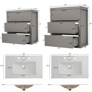 Double Sinks Bathroom Vanity Set With 2 Ceramic Basins