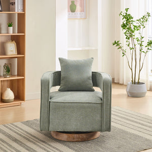 Swivel Accent Open Back Barrel Chair With Weathered Base by Couch.com