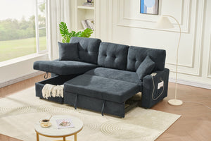 Reversible Sofa Couch Sleeper With Pull Out Bed And USB Port by Couch.com