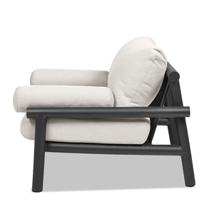Zara - Dowel Frame Bolster Patio Deep Seating Armchair, Axroma Olefin - Wheat Beige by Couch.com
