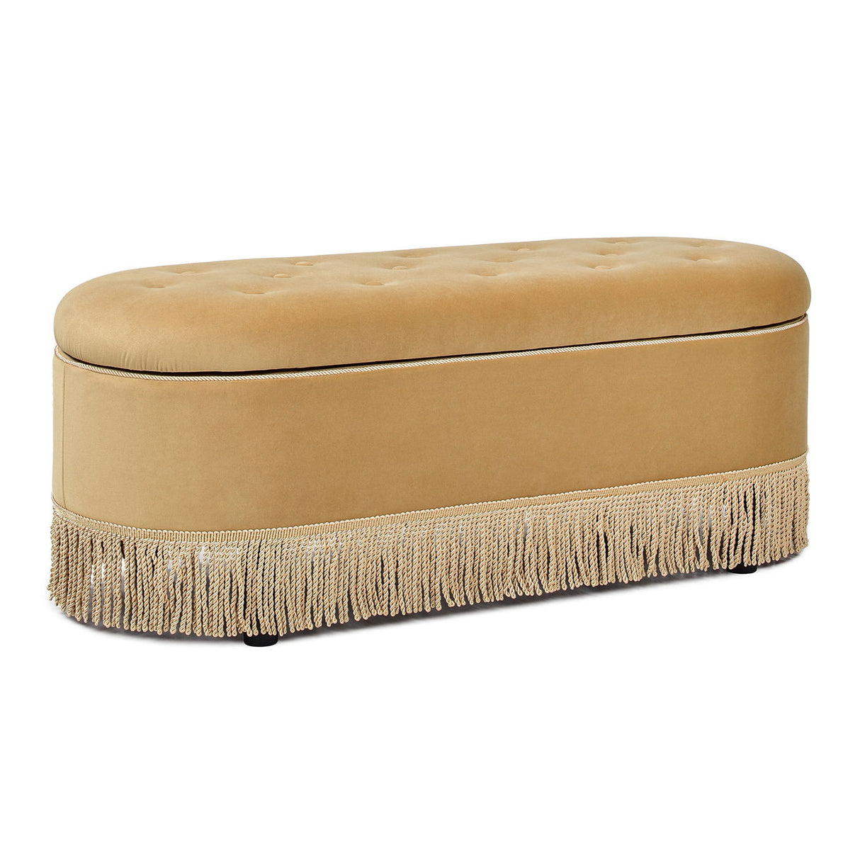Melinda - Oval Tufted Bullion Fringe Storage Bench by Couch.com