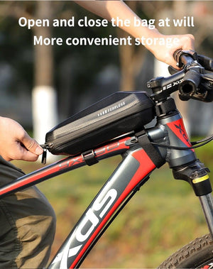 Bicycle Bag Phone Bag Waterproof Front Frame Cycling Bag Sensitive Touch Screen Road Bike Bag Bicycle Phone Bag Bike Phone Holder EVA Waterproof Handlebar Bag With Sensitive Bike Phone Front Frame Bag Bicycle Bag Phone Mount Top Tube Bag Bike 6.0-7.4 Inch