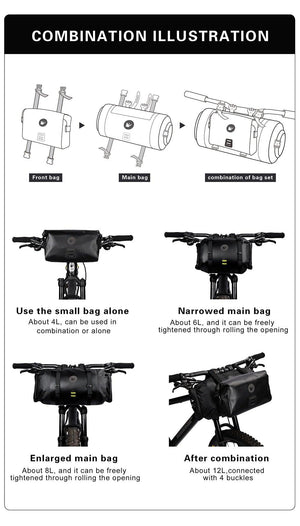 Bicycle Bag Waterproof Big Capacity Handlebar Bag 2 Piece Front Tube Cycling Bag  Bike Accessories Bike Bag Waterproof Bike Handlebar Bag Bicycle For Sport Bicycle Cycling Accessories
