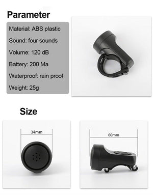 Bicycle Charging Horn Super Loud Bells Mountain Bike Electric Bells USB Charge Bells Bicycle Riding Equipment Accessories Electric Bike Horn USB Rechargeable Bicycle Bell Invisible Cycling Alarm Loud Horn Alert Ring For Mountain