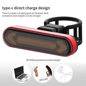 tBicycle Turn Signal Taillight USB Rechargeable Bicycle Tail Rear Light Turn Signal Braking Warning Wireless LED Ultra Bright LED Safety Warning Bike Brake Rear Lights Wireless Remote Control Modes Waterproof Suitable For Mountain Bike Road Bicycle